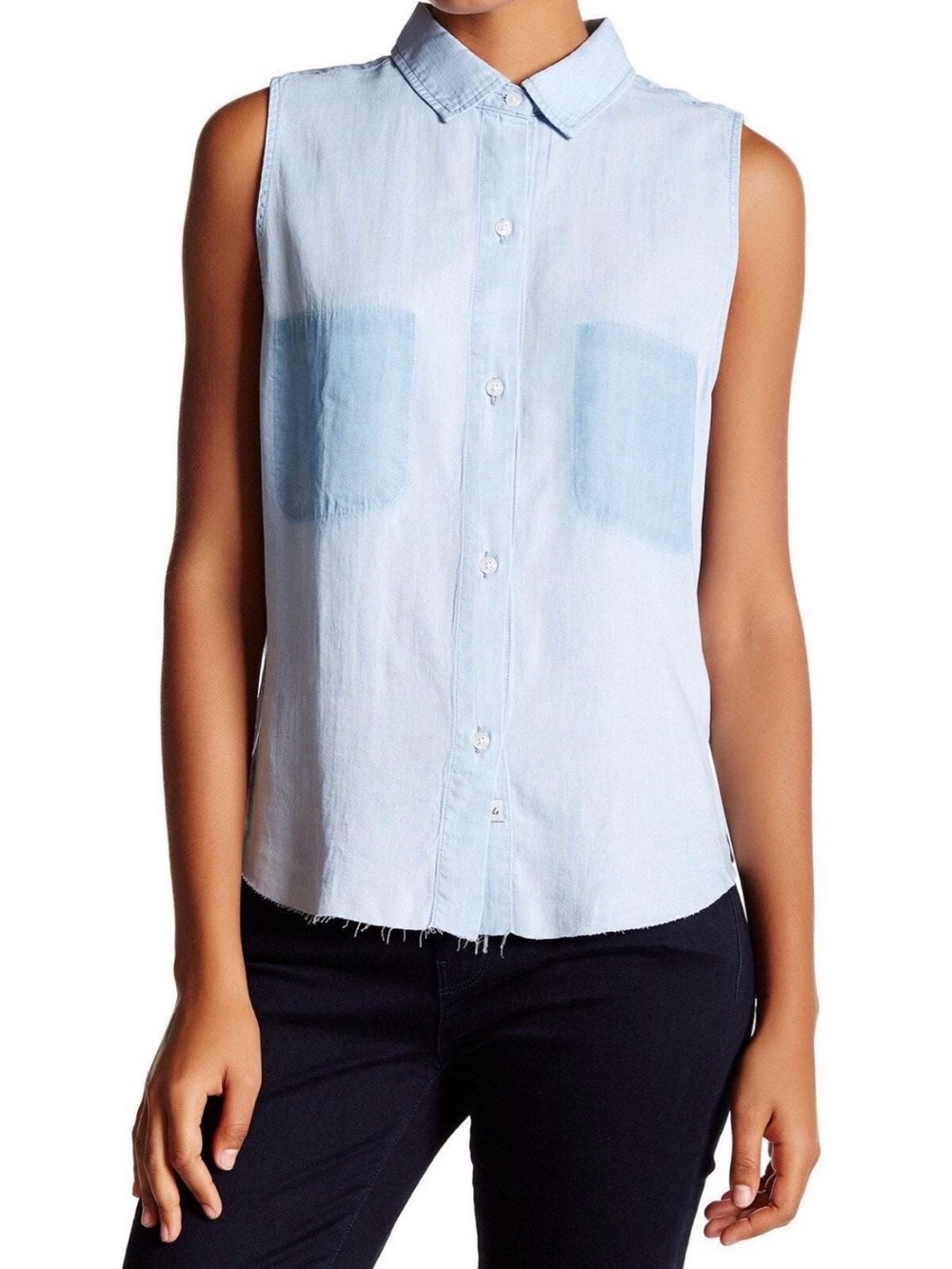 Rails Pale Blue Sleeveless Button-Down coastal cowgirl Shirt